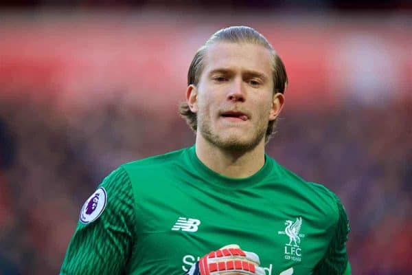 LIVERPOOL, ENGLAND - Saturday, February 24, 2018: Liverpool's goalkeeper Loris Karius during the FA Premier League match between Liverpool FC and West Ham United FC at Anfield. (Pic by David Rawcliffe/Propaganda)