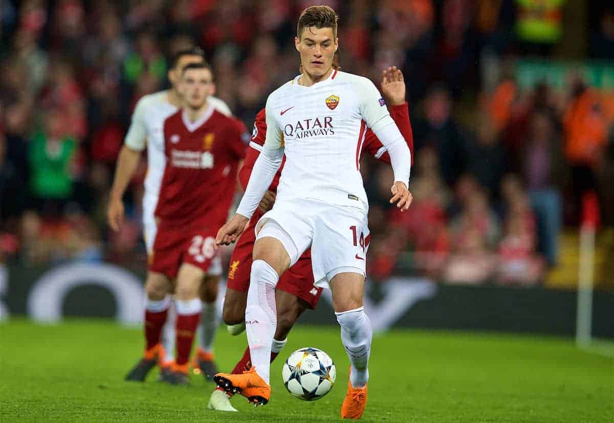 LIVERPOOL, ENGLAND - Tuesday, April 24, 2018: AS Romaís Patrik Schick during the UEFA Champions League Semi-Final 1st Leg match between Liverpool FC and AS Roma at Anfield. (Pic by David Rawcliffe/Propaganda)