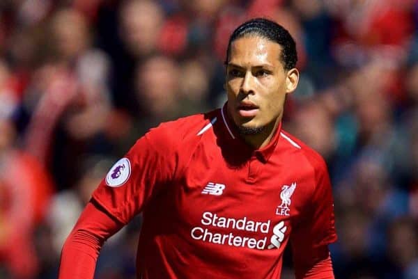 LIVERPOOL, ENGLAND - Sunday, May 13, 2018: Liverpool's Virgil van Dijk during the FA Premier League match between Liverpool FC and Brighton & Hove Albion FC at Anfield. (Pic by David Rawcliffe/Propaganda)