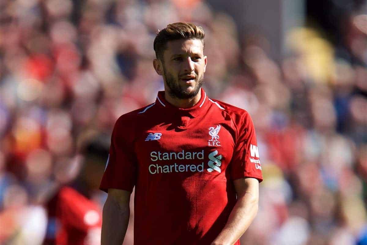 LIVERPOOL, ENGLAND - Sunday, May 13, 2018: Liverpool's Adam Lallana during the FA Premier League match between Liverpool FC and Brighton & Hove Albion FC at Anfield. (Pic by David Rawcliffe/Propaganda)