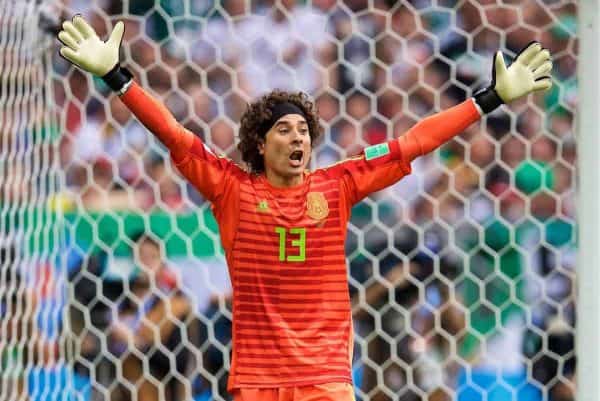 MOSCOW, RUSSIA - Sunday, June 17, 2018: Mexico's goalkeeper Guillermo Ochoa during the FIFA World Cup Russia 2018 Group F match between Germany and Mexico at the Luzhniki Stadium. (Pic by David Rawcliffe/Propaganda)