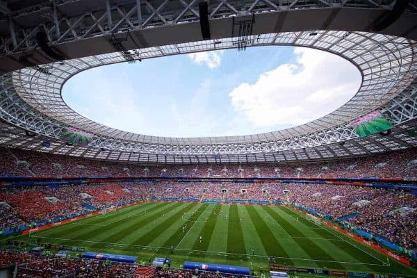 MOSCOW, RUSSIA - Tuesday, June 26, 2018: Denmark take on France during the FIFA World Cup Russia 2018 Group C match at the Luzhniki Stadium. (Pic by David Rawcliffe/Propaganda)