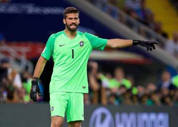 MOSCOW, RUSSIA - Wednesday, June 27, 2018: Brazil's goalkeeper Alisson Becker during the FIFA World Cup Russia 2018 Group E match between Serbia and Brazil at the Spartak Stadium. (Pic by David Rawcliffe/Propaganda)