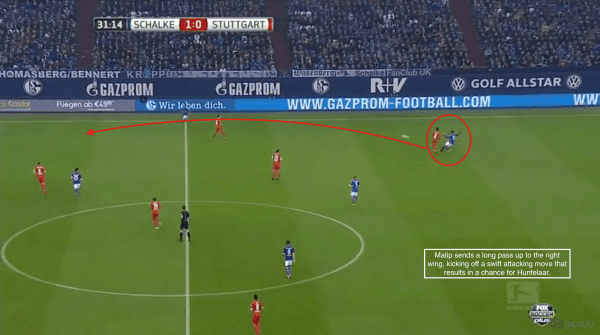 32' - Matip long pass, chance vs. Stuttgart