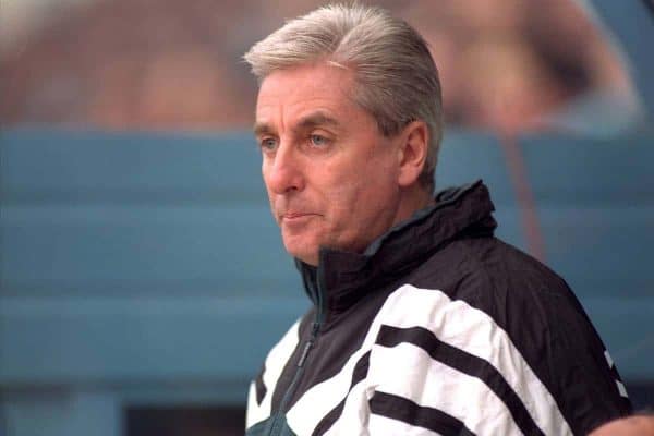 COVENTRY, ENGLAND - Saturday, April 6, 1996: Liverpool's manager Roy Evans against Coventry City during the Premiership match at Highfield Road. Coventry won 1-0. (Pic by David Rawcliffe/Propaganda)