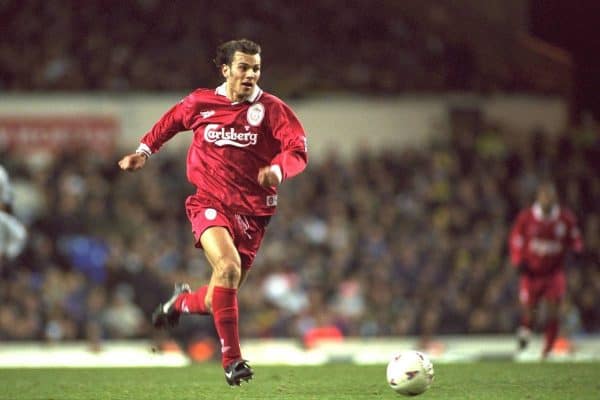 London, England - Monday, December 2, 1996: Liverpool's Patrik Berger in action during the 2-0 Premier League victory over Tottenham Hotspur at White Hart Lane. (Pic by David Rawcliffe/Propaganda)