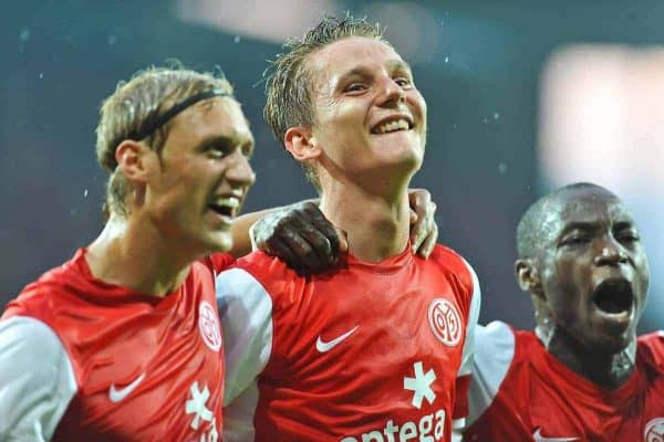 28.07.2011, Coface Arena, Mainz, GER, UEFA Europa League, Mainz 05 vs CS Gaz Metan Medias, im Bild vl. Marcel Risse (Mainz #23), Niko Bungert (Mainz #26) Torschuetze,  und Anthony Ujah // during the GER, UEFA Europa League, Mainz 05 vs CS Gaz Metan Medias on 2011/07/28, Coface Arena, Mainz, Germany. EXPA Pictures © 2011, PhotoCredit: EXPA/ nph/  Roth       ****** out of GER / CRO  / BEL ******