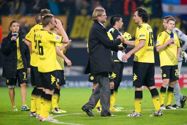 01.11.2011, Signal Iduna Park, Dortmund, GER, UEFA Champions League, Vorrunde, Borussia Dortmund (GER) vs Olympiacos Piraeus (GRE), im Bild Juergen Klopp (Trainer Dortmund) und Mats Hummels (#15 Dortmund) nach dem Spiel // during Borussia Dortmund (GER) vs Olympiacos Piraeus (GRE) at Signal Iduna Park, Dortmund, GER, 2011-11-01. EXPA Pictures © 2011, PhotoCredit: EXPA/ nph/  Kurth       ****** out of GER / CRO  / BEL ******