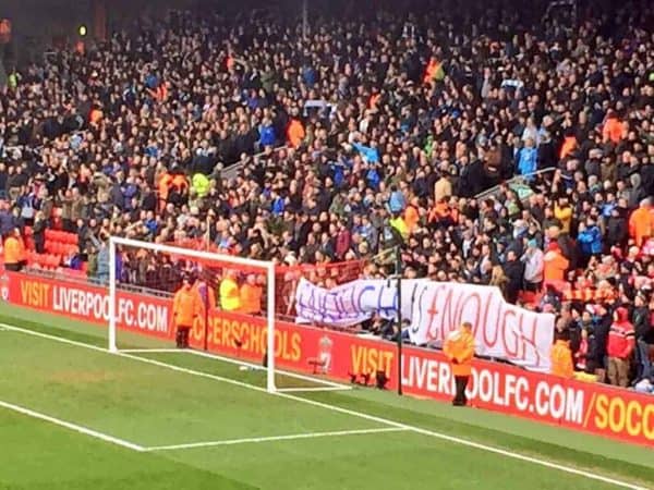 Liverpool supporters' union Spirit of Shankly and Manchester City group 1894 say "£nough is £nough" on spiralling ticket prices.