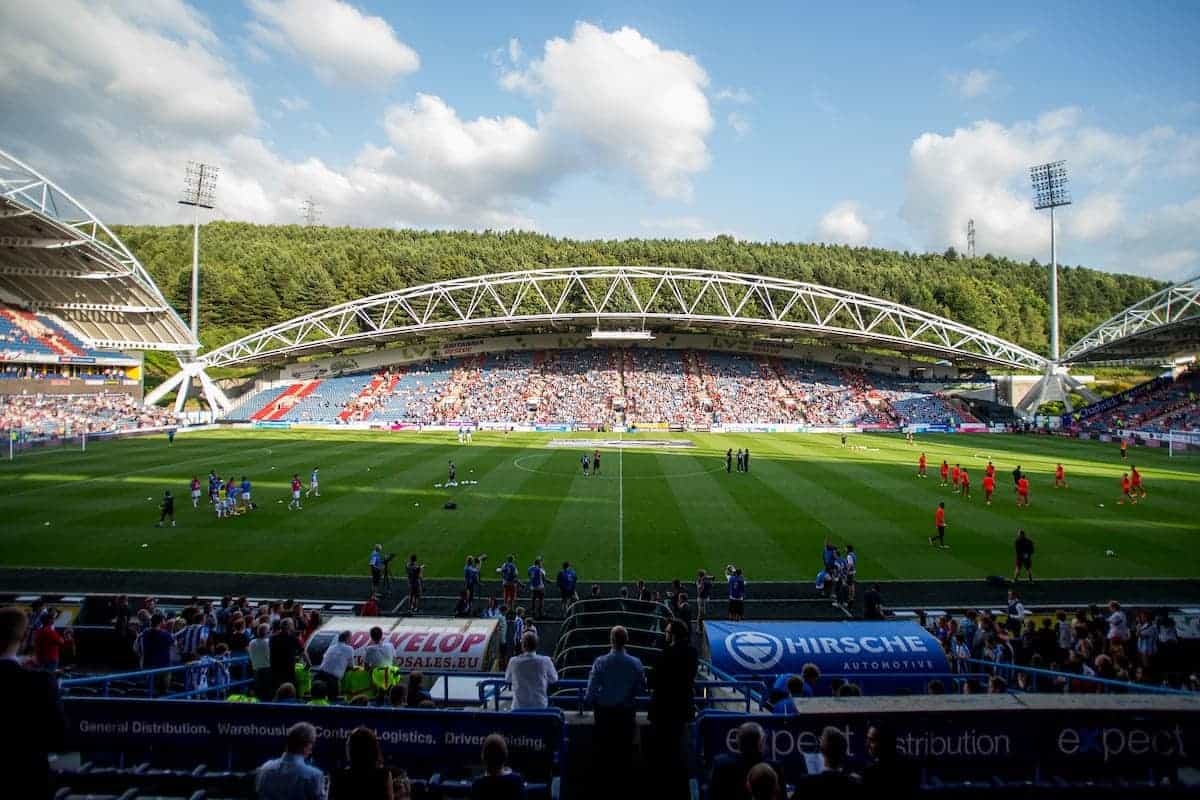 HUDDERSFIELD, ENGLAND - Wednesday, July 19, 2016: A general view of the stadium as the teams warm up ahead of Liverpool against Huddersfield Town during the Shankly Trophy pre-season friendly match at the John Smith?s Stadium. (Pic by Paul Greenwood/Propaganda)