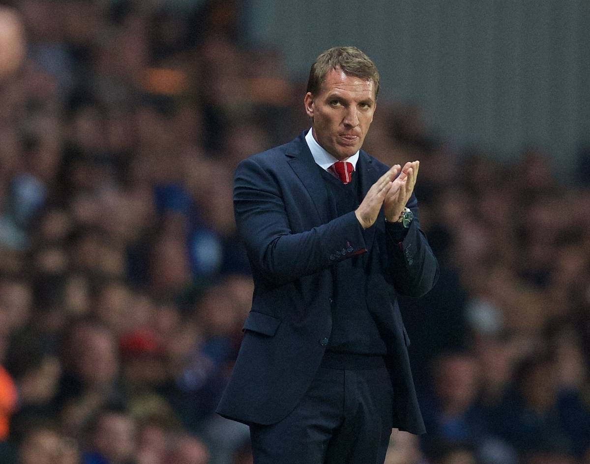 BLACKBURN, ENGLAND - Wednesday, April 8, 2015: Liverpool's manager Brendan Rodgers against Blackburn Rovers during the FA Cup 6th Round Quarter-Final Replay match at Ewood Park. (Pic by David Rawcliffe/Propaganda)