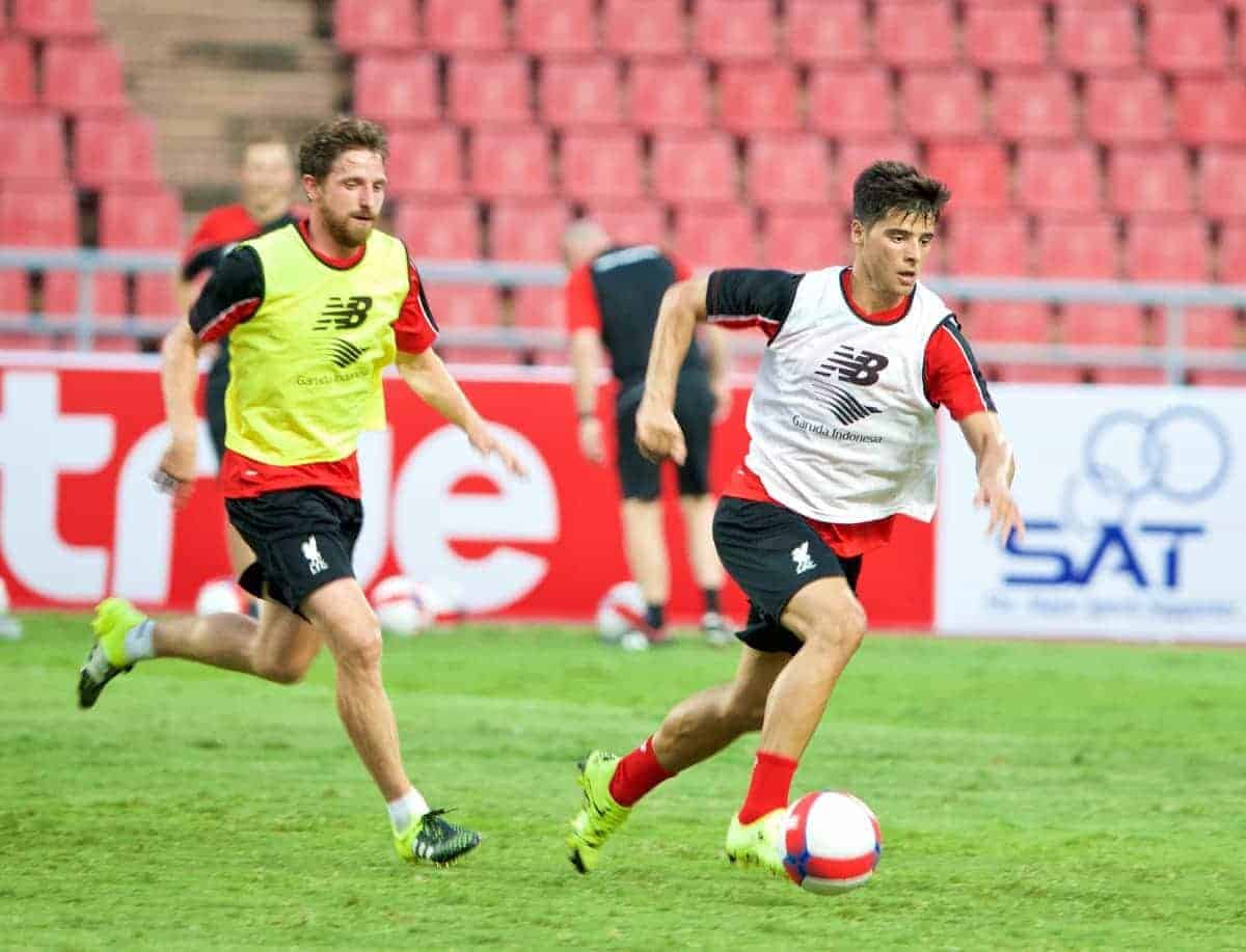 BANGKOK, THAILAND - Monday, July 13, 2015: Liverpool's Joao Carlos Teixeira during a training session at the Rajamangala National Stadium in Bangkok on day one of the club's preseason tour. (Pic by David Rawcliffe/Propaganda)