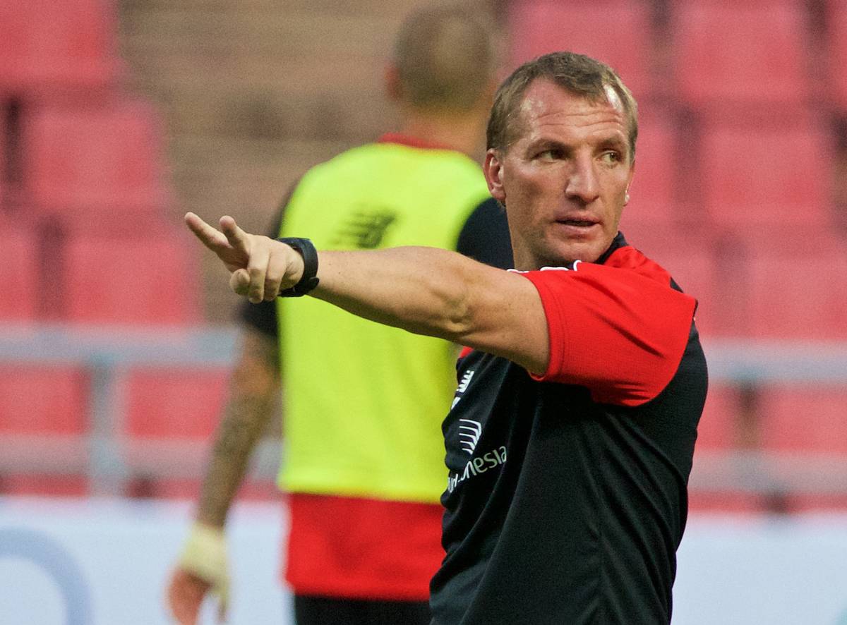 BANGKOK, THAILAND - Monday, July 13, 2015: Liverpool's manager Brendan Rodgers during a training session at the Rajamangala National Stadium in Bangkok on day one of the club's preseason tour. (Pic by David Rawcliffe/Propaganda)
