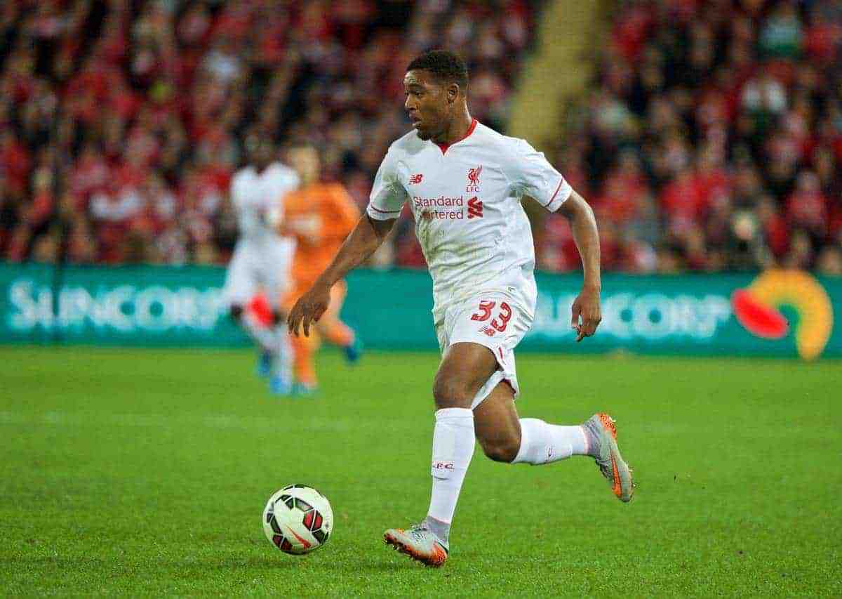 BRISBANE, AUSTRALIA - Friday, July 17, 2015: Liverpool's Jordon Ibe in action against Brisbane Roar during a preseason friendly match at the Suncorp Stadium on day five of the club's preseason tour. (Pic by David Rawcliffe/Propaganda)