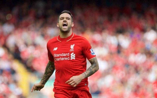 LIVERPOOL, ENGLAND - Saturday, August 29, 2015: Liverpool's Danny Ings in action against West Ham United during the Premier League match at Anfield. (Pic by David Rawcliffe/Propaganda)