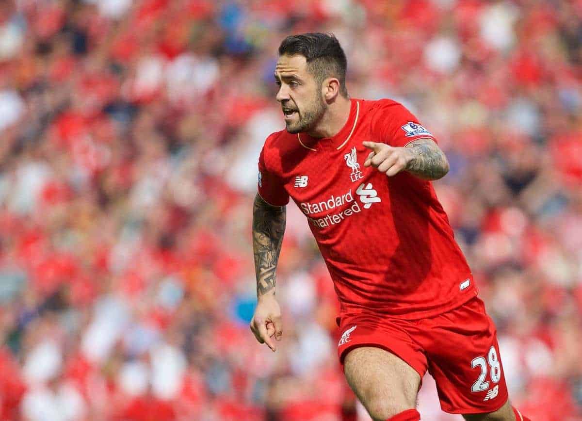 LIVERPOOL, ENGLAND - Saturday, August 29, 2015: Liverpool's Danny Ings in action against West Ham United during the Premier League match at Anfield. (Pic by David Rawcliffe/Propaganda)