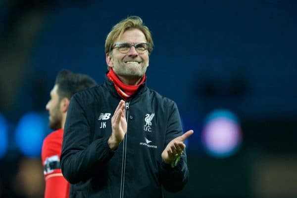 MANCHESTER, ENGLAND - Saturday, November 21, 2015: Liverpool's manager Jürgen Klopp after the 4-1 victory over Manchester City during the Premier League match at the City of Manchester Stadium. (Pic by David Rawcliffe/Propaganda)