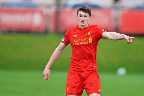 KIRKBY, ENGLAND - Tuesday, January 10, 2017: Liverpool's Matthew Virtue in action against Barnet during an Under-23 friendly match at the Kirkby Academy. (Pic by David Rawcliffe/Propaganda)