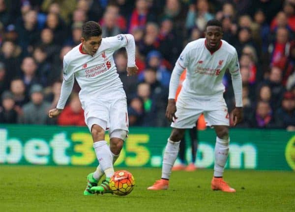 LONDON, ENGLAND - Sunday, March 6, 2016: Liverpool's Roberto Firmino scores the first goal against Crystal Palace during the Premier League match at Selhurst Park. (Pic by David Rawcliffe/Propaganda)