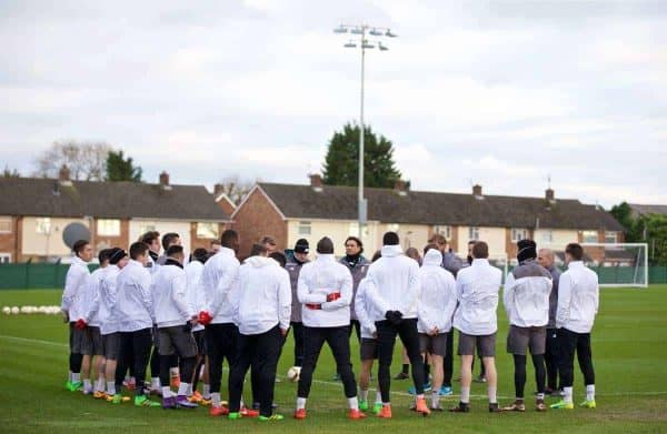 LIVERPOOL, ENGLAND - Wednesday, March 9, 2016: Liverpool players during a training session at Melwood Training Ground ahead of the UEFA Europa League Round of 16 1st Leg match against Manchester United FC. (Pic by David Rawcliffe/Propaganda)