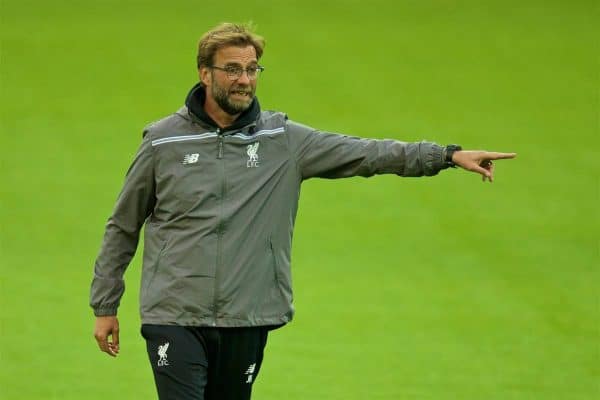 DORTMUND, GERMANY - Wednesday, April 6, 2016: Liverpool's manager Jürgen Klopp during a training session at Westfalenstadion ahead of the UEFA Europa League Quarter-Final 1st Leg match against Borussia Dortmund. (Pic by David Rawcliffe/Propaganda)