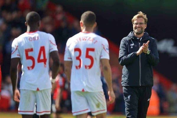 BOURNEMOUTH, ENGLAND - Sunday, April 17, 2016: Liverpool's manager Jürgen Klopp after the 2-1 victory over Bournemouth during the FA Premier League match at Dean Court. (Pic by David Rawcliffe/Propaganda)