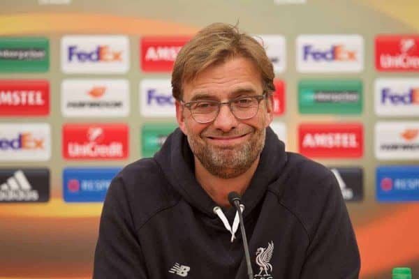 LIVERPOOL, ENGLAND - Wednesday, May 4, 2016: Liverpool's manager Jürgen Klopp during a press conference at Melwood Training Ground ahead of the UEFA Europa League Semi-Final 2nd Leg match against Villarreal CF. (Pic by David Rawcliffe/Propaganda)