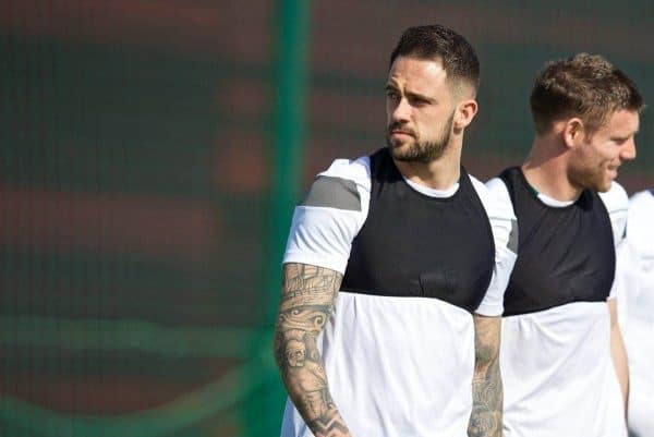 LIVERPOOL, ENGLAND - Wednesday, May 4, 2016: Liverpool's Danny Ings during a training session at Melwood Training Ground ahead of the UEFA Europa League Semi-Final 2nd Leg match against Villarreal CF. (Pic by David Rawcliffe/Propaganda)