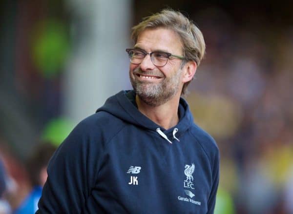 LIVERPOOL, ENGLAND - Sunday, May 8, 2016: Liverpool's manager Jürgen Klopp before the Premier League match against Watford at Anfield. (Pic by David Rawcliffe/Propaganda)