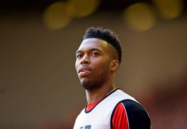 LIVERPOOL, ENGLAND - Sunday, May 8, 2016: Liverpool's substitute Daniel Sturridge during the Premier League match against Watford at Anfield. (Pic by David Rawcliffe/Propaganda)