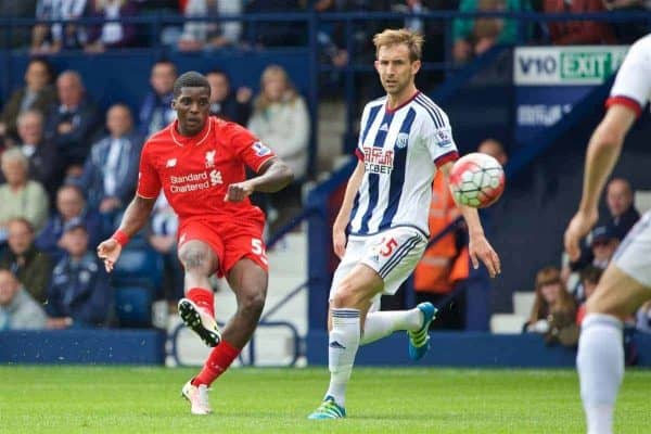 WEST BROMWICH, ENGLAND - Sunday, May 15, 2016: Liverpool's Sheyi Ojo in action against West Bromwich Albion during the final Premier League match of the season at the Hawthorns. (Pic by David Rawcliffe/Propaganda)