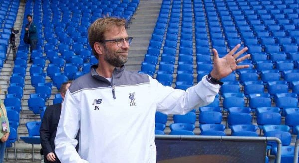 BASEL, SWITZERLAND - Tuesday, May 17, 2016: Liverpool's manager J¸rgen Klopp before a training session ahead of the UEFA Europa League Final against Sevilla FC at St-Jakobs Park. (Pic by David Rawcliffe/Propaganda)