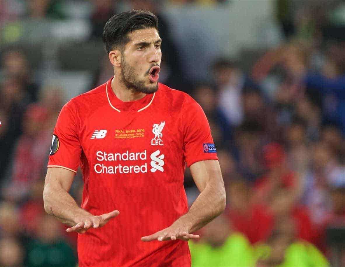 BASEL, SWITZERLAND - Wednesday, May 18, 2016: Liverpool's Emre Can in action against Sevilla during the UEFA Europa League Final at St. Jakob-Park. (Pic by David Rawcliffe/Propaganda)