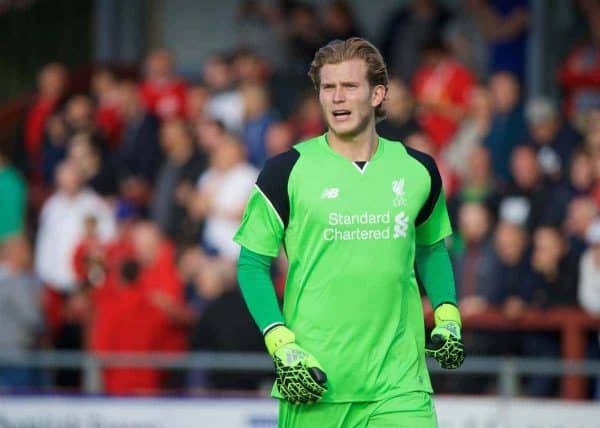 FLEETWOOD, ENGLAND - Wednesday, July 13, 2016: Liverpool's goalkeeper Loris Karius in action against Fleetwood Town during a friendly match at Highbury Stadium. (Pic by David Rawcliffe/Propaganda)FLEETWOOD, ENGLAND - Wednesday, July 13, 2016: Liverpool's goalkeeper Loris Karius in action against Fleetwood Town during a friendly match at Highbury Stadium. (Pic by David Rawcliffe/Propaganda)