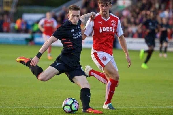 FLEETWOOD, ENGLAND - Wednesday, July 13, 2016: Liverpool's Ryan Kent in action against Fleetwood Town during a friendly match at Highbury Stadium. (Pic by David Rawcliffe/Propaganda)