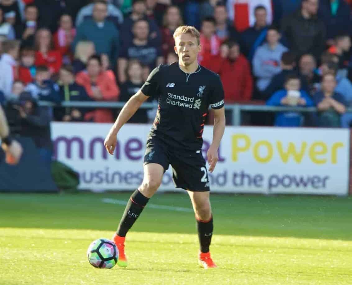 FLEETWOOD, ENGLAND - Wednesday, July 13, 2016: Liverpool's Lucas Leiva in action against Fleetwood Town during a friendly match at Highbury Stadium. (Pic by David Rawcliffe/Propaganda)