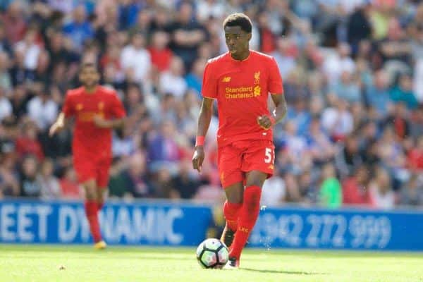 WIGAN, ENGLAND - Sunday, July 17, 2016: Liverpool's Oviemuno Ejaria in action against Wigan Athletic during a pre-season friendly match at the DW Stadium. (Pic by David Rawcliffe/Propaganda)