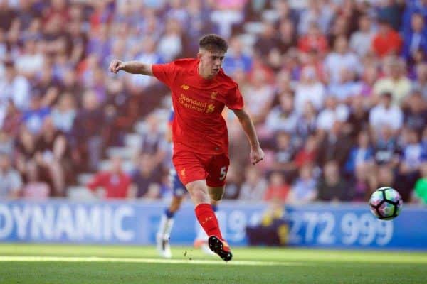 WIGAN, ENGLAND - Sunday, July 17, 2016: Liverpool's Ben Woodburn scores the second goal against Wigan Athletic during a pre-season friendly match at the DW Stadium. (Pic by David Rawcliffe/Propaganda)