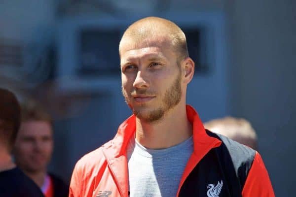 SAN FRANCISCO, USA - Thursday, July 21, 2016: Liverpool's new signing Ragnar Klavan waits as the team takes a cruise to Alcatraz Island from Pier 33 to visit the prison on day one of the club's USA Pre-season Tour. (Pic by David Rawcliffe/Propaganda)