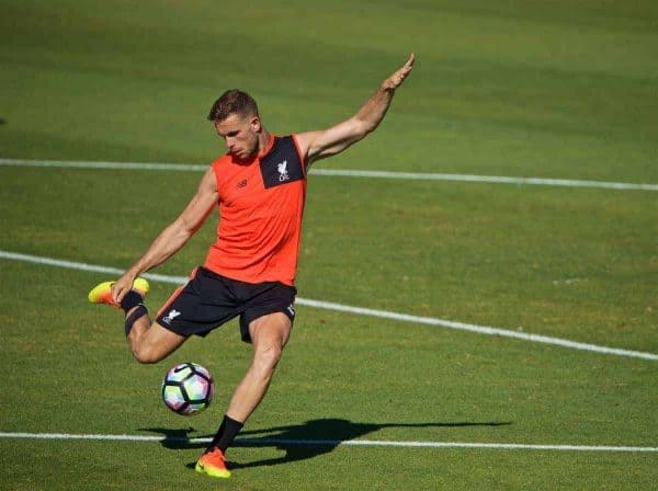 STANFORD, USA - Saturday, July 23, 2016: Liverpool's captain Jordan Henderson during a training session in the Laird Q. Cagan Stadium at Stanford University on day one of the club's USA Pre-season Tour. (Pic by David Rawcliffe/Propaganda)