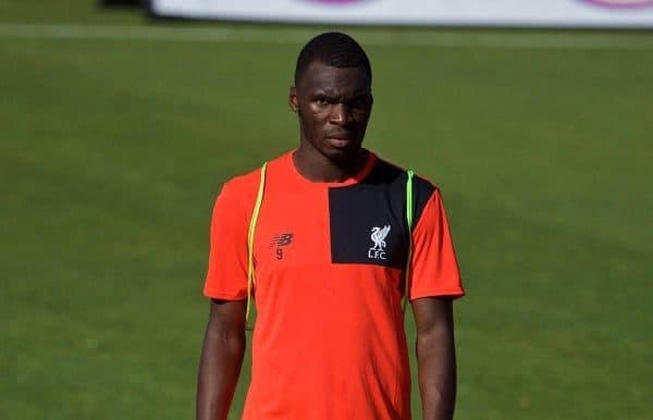 STANFORD, USA - Sunday, July 24, 2016: Liverpool's Christian Benteke during a training session in the Laird Q. Cagan Stadium at Stanford University on day four of the club's USA Pre-season Tour. (Pic by David Rawcliffe/Propaganda)