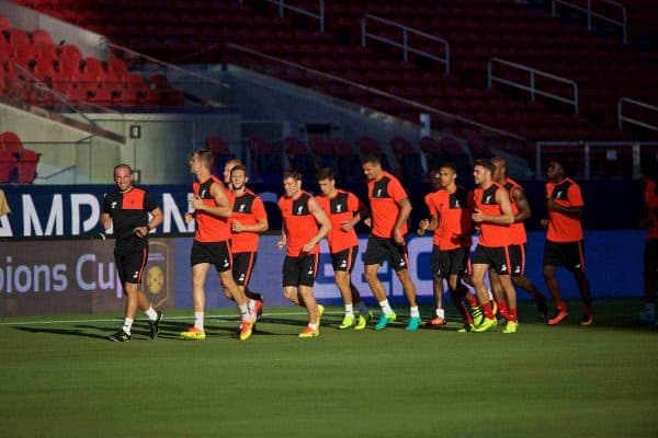 SANTA CLARA, USA - Friday, July 29, 2016: Liverpool players during a training session ahead of the International Champions Cup 2016 game against AC Milan on day nine of the club's USA Pre-season Tour at the Levi's Stadium. (Pic by David Rawcliffe/Propaganda)