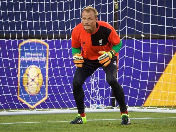 SANTA CLARA, USA - Friday, July 29, 2016: Liverpool's goalkeeper Alex Manninger during a training session ahead of the International Champions Cup 2016 game against AC Milan on day nine of the club's USA Pre-season Tour at the Levi's Stadium. (Pic by David Rawcliffe/Propaganda)