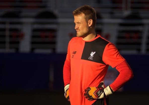 SANTA CLARA, USA - Friday, July 29, 2016: Liverpool's goalkeeper Simon Mignolet during a training session ahead of the International Champions Cup 2016 game against AC Milan on day nine of the club's USA Pre-season Tour at the Levi's Stadium. (Pic by David Rawcliffe/Propaganda)