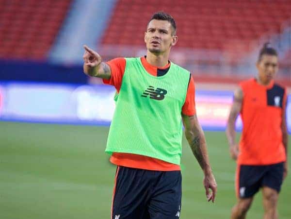 SANTA CLARA, USA - Friday, July 29, 2016: Liverpool's Dejan Lovren during a training session ahead of the International Champions Cup 2016 game against AC Milan on day nine of the club's USA Pre-season Tour at the Levi's Stadium. (Pic by David Rawcliffe/Propaganda)
