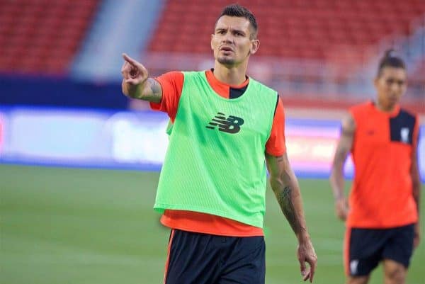 SANTA CLARA, USA - Friday, July 29, 2016: Liverpool's Dejan Lovren during a training session ahead of the International Champions Cup 2016 game against AC Milan on day nine of the club's USA Pre-season Tour at the Levi's Stadium. (Pic by David Rawcliffe/Propaganda)