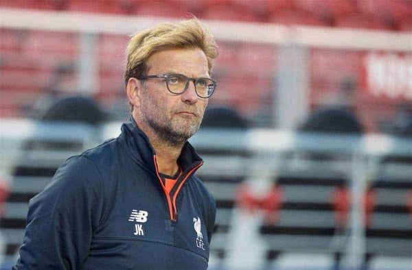 SANTA CLARA, USA - Friday, July 29, 2016: Liverpool's manager Jürgen Klopp during a training session ahead of the International Champions Cup 2016 game against AC Milan on day nine of the club's USA Pre-season Tour at the Levi's Stadium. (Pic by David Rawcliffe/Propaganda)