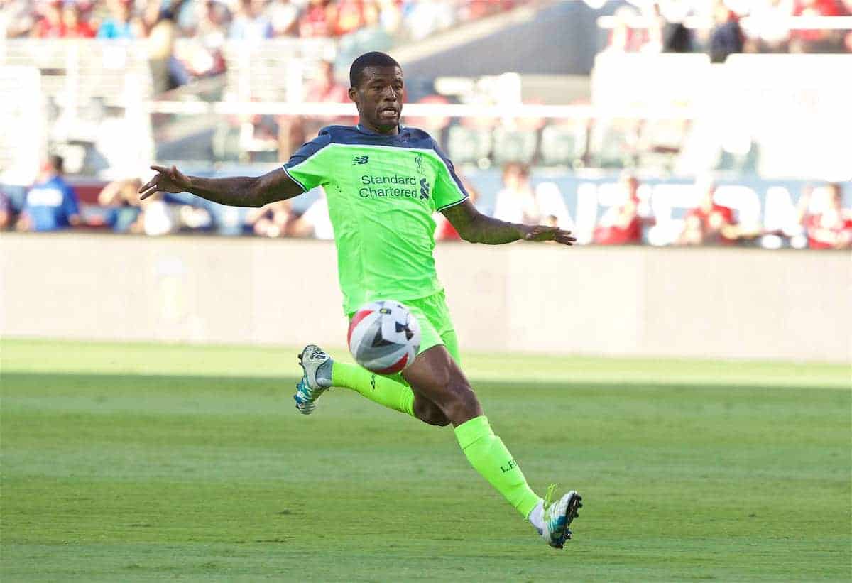 SANTA CLARA, USA - Saturday, July 30, 2016: Liverpool's Georginio Wijnaldum in action against AC Milan during the International Champions Cup 2016 game on day ten of the club's USA Pre-season Tour at the Levi's Stadium. (Pic by David Rawcliffe/Propaganda)