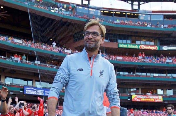ST. LOUIS, USA - Monday, August 1, 2016: Liverpool's manager J¸rgen Klopp before a pre-season friendly game against AS Roma on day twelve of the club's USA Pre-season Tour at the Busch Stadium. (Pic by David Rawcliffe/Propaganda)