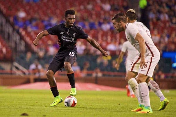 ST. LOUIS, USA - Monday, August 1, 2016: Liverpool's Daniel Sturridge in action against AS Roma during a pre-season friendly game on day twelve of the club's USA Pre-season Tour at the Busch Stadium. (Pic by David Rawcliffe/Propaganda)